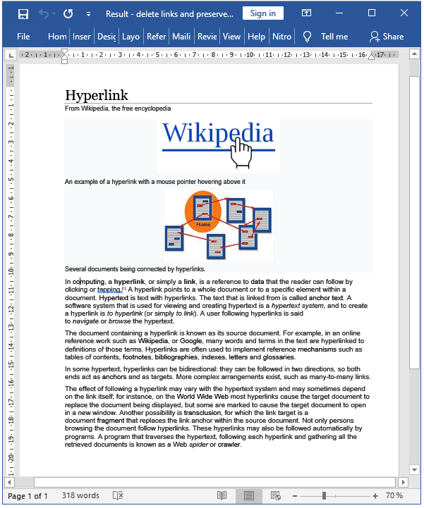 delete links and preserve text