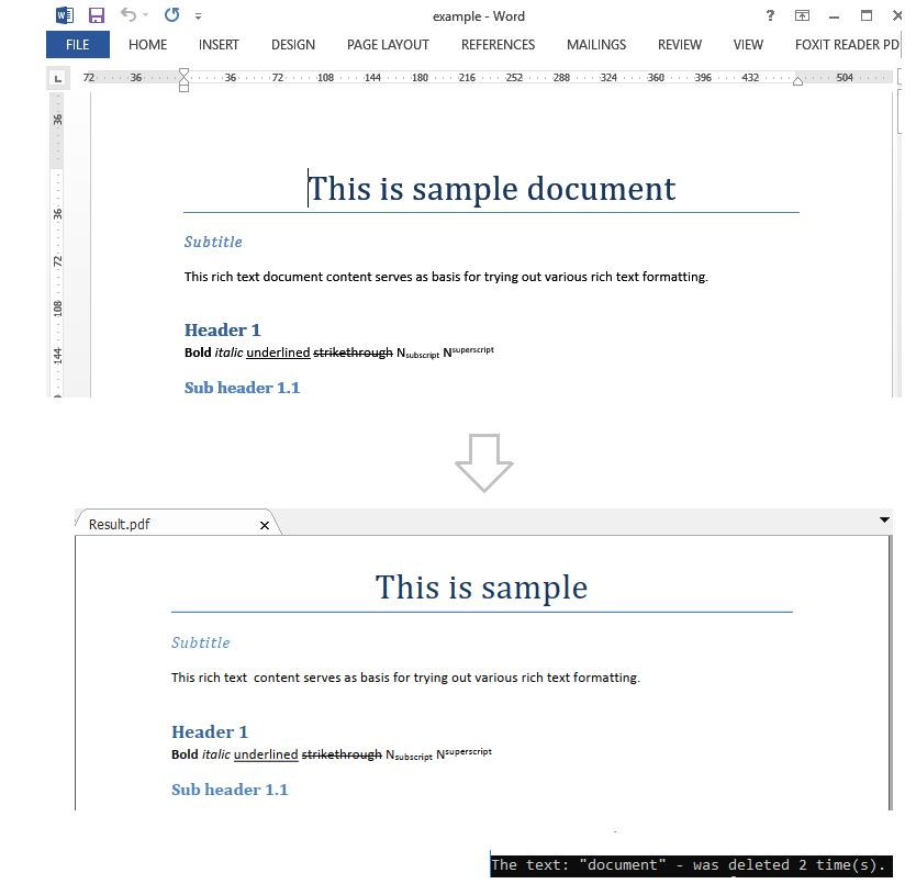 Delete a Text from Document Delete a Text from Document