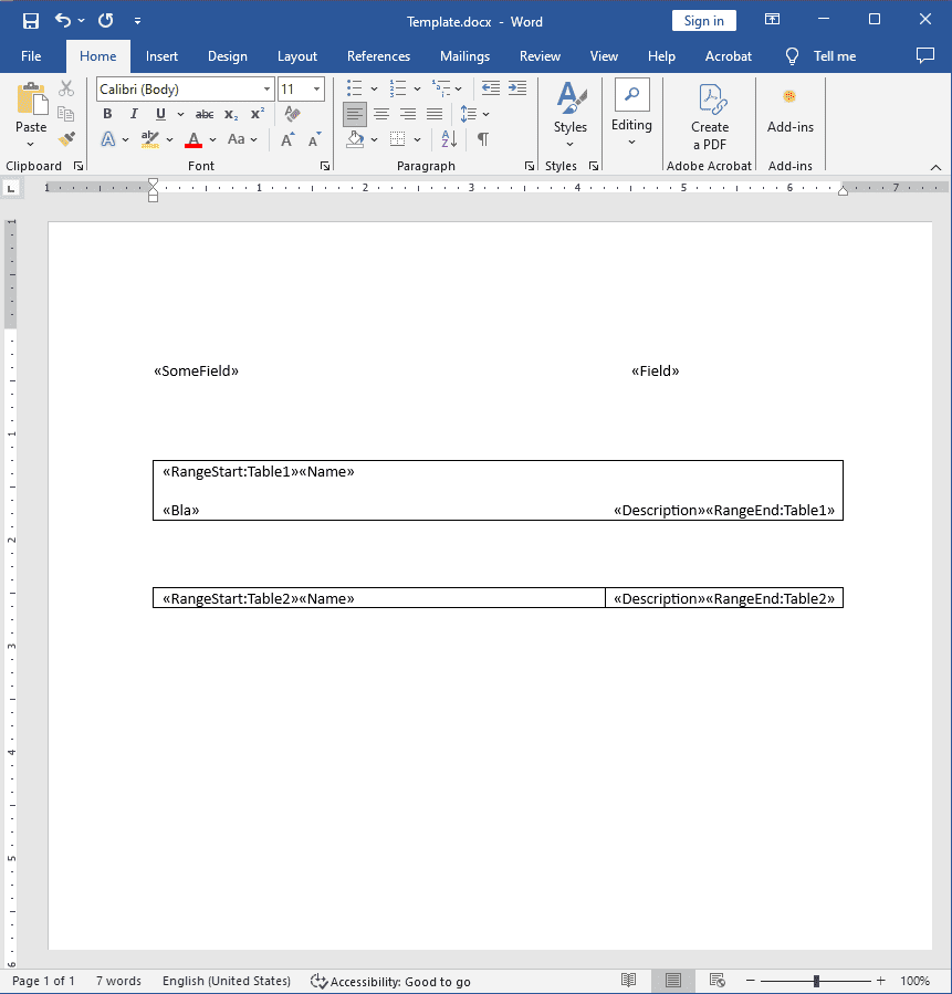 Filling document from database input