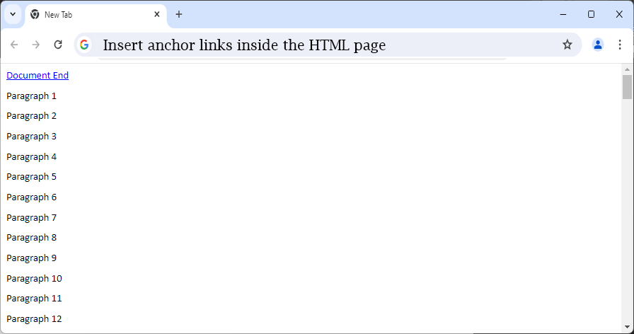 Insert Anchor Links Inside The HTML Page