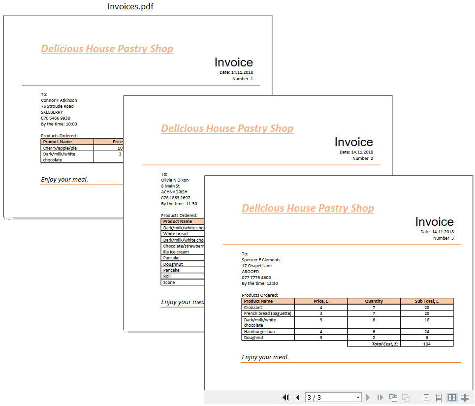 Table Report with Regions