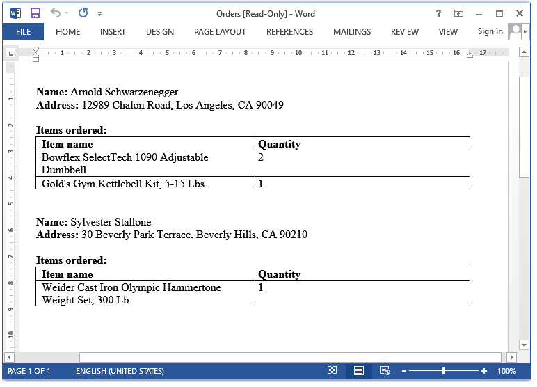 Mail Merge CustomDataSource