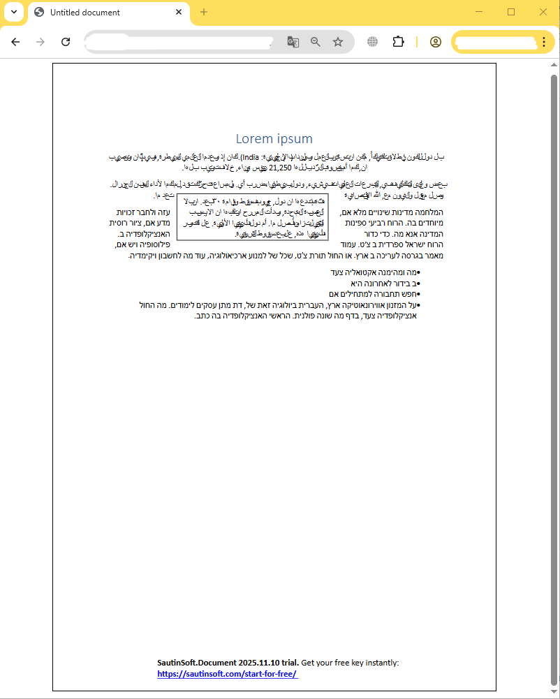 table of content output