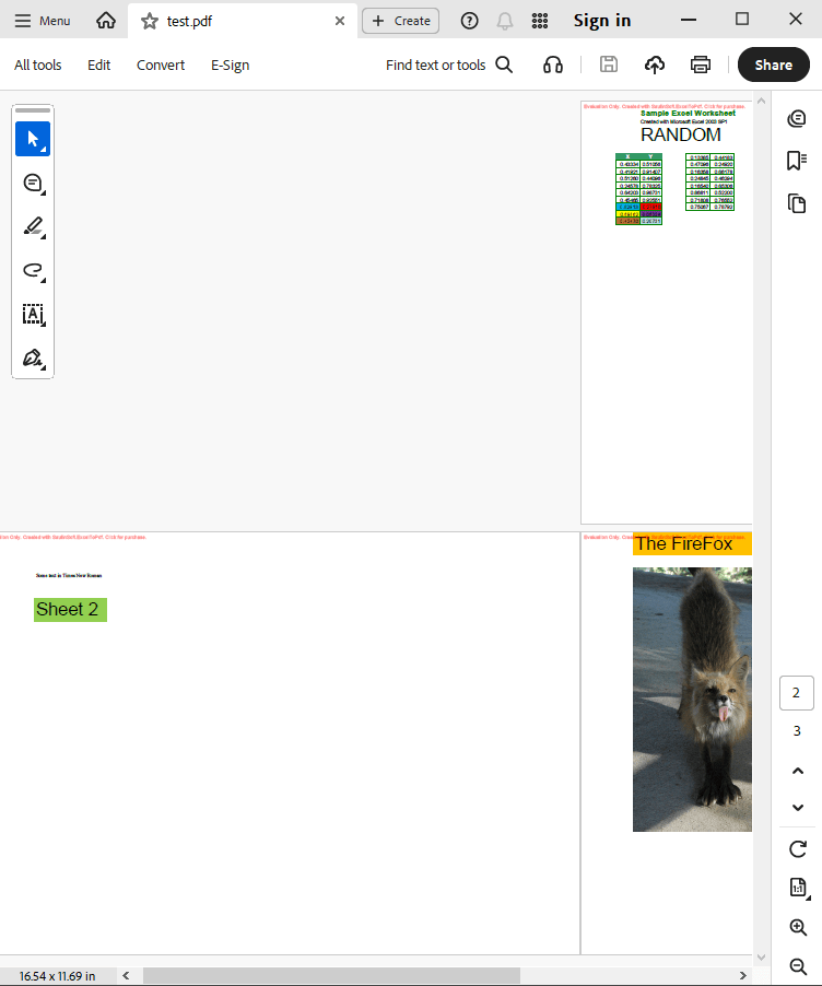specify page size and margins output