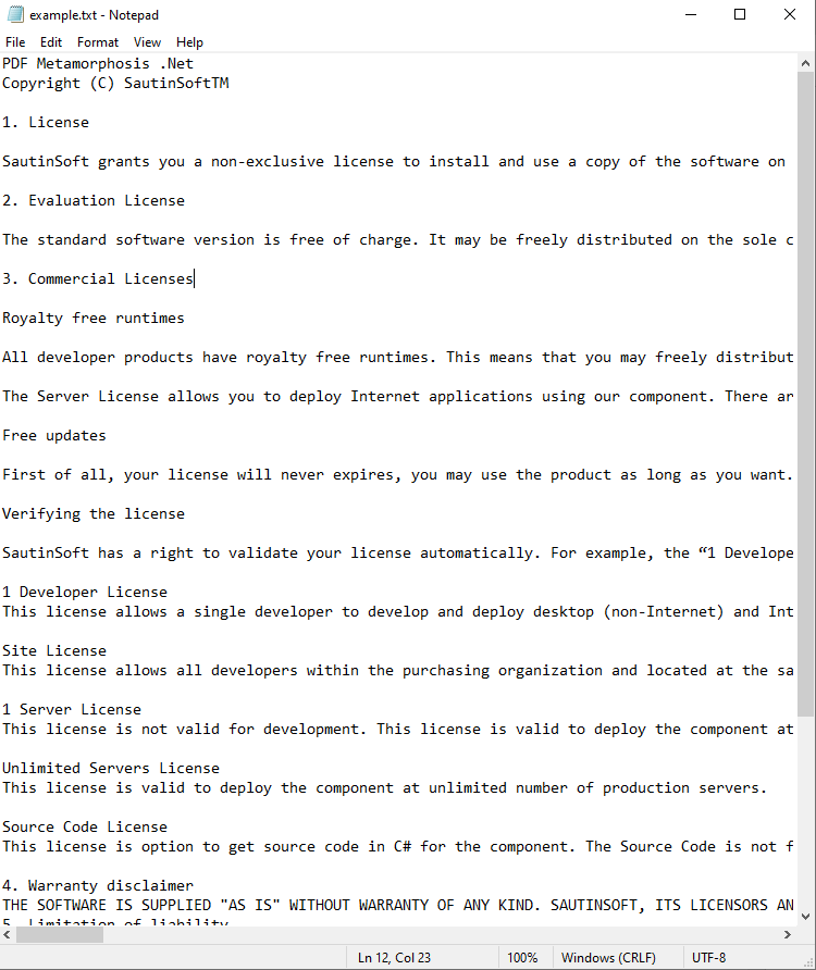 convert text file to pdf file input