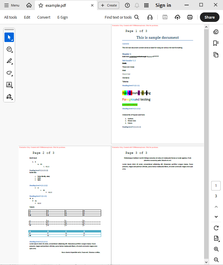 set page numbers output