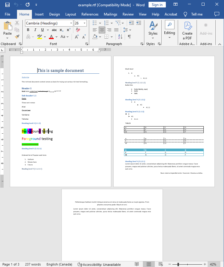 set page size and margins input