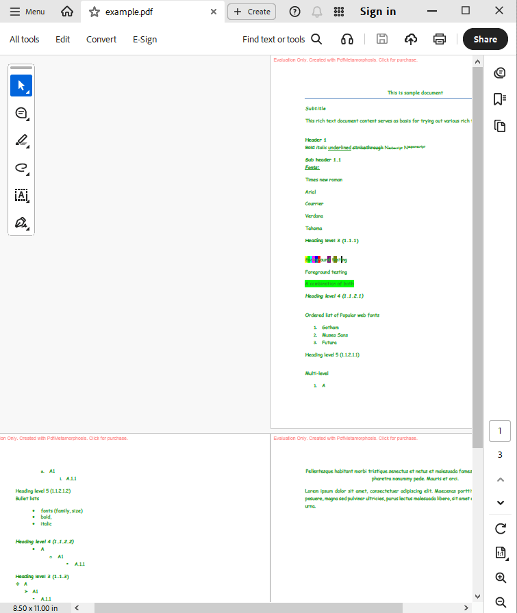 set single font for the pdf output