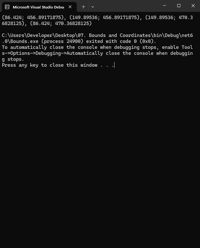 Bounds and Coordinates output