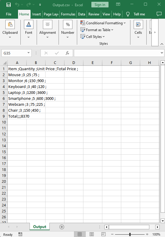 export data from tables to csv output