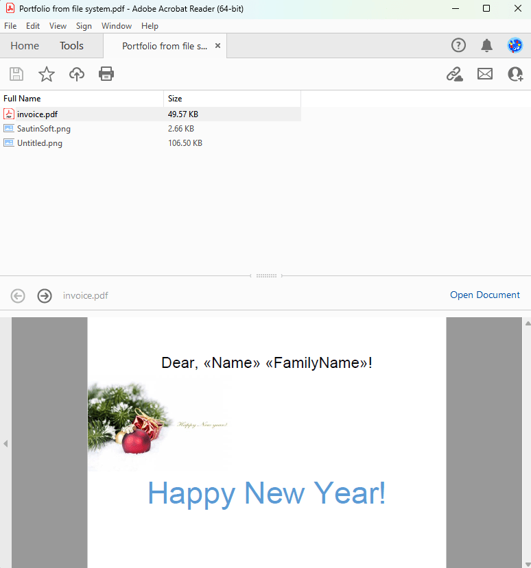 Portfolio from files output