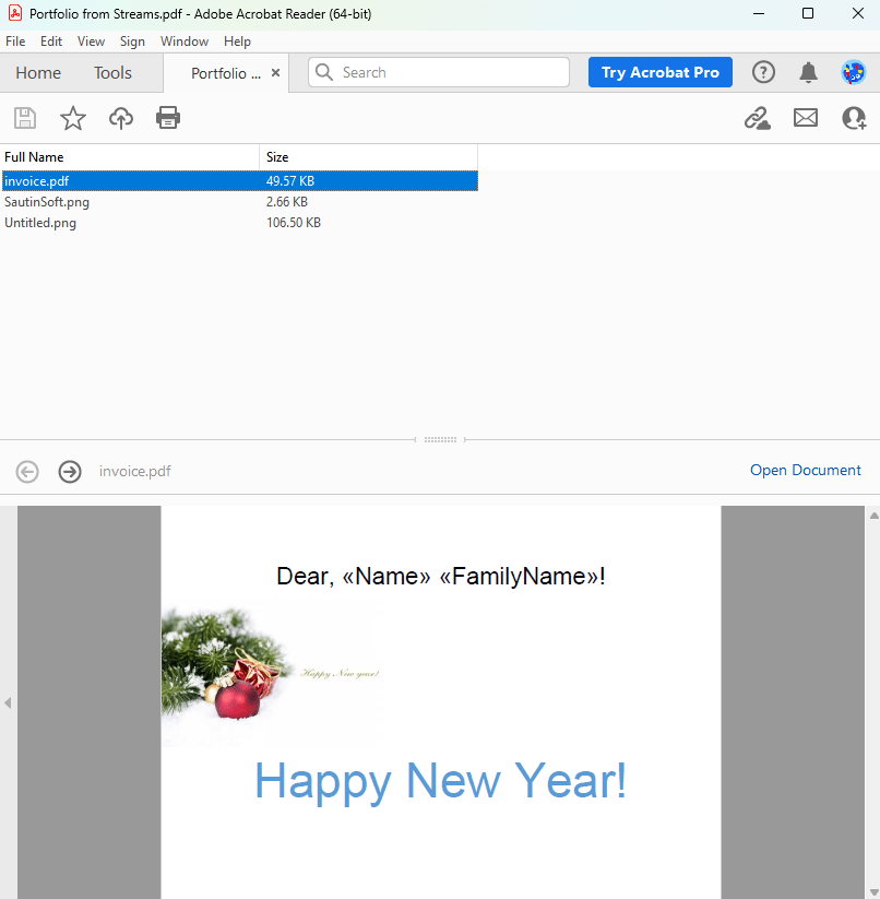 Portfolio from stream output