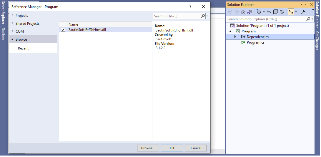 Install adding reference
