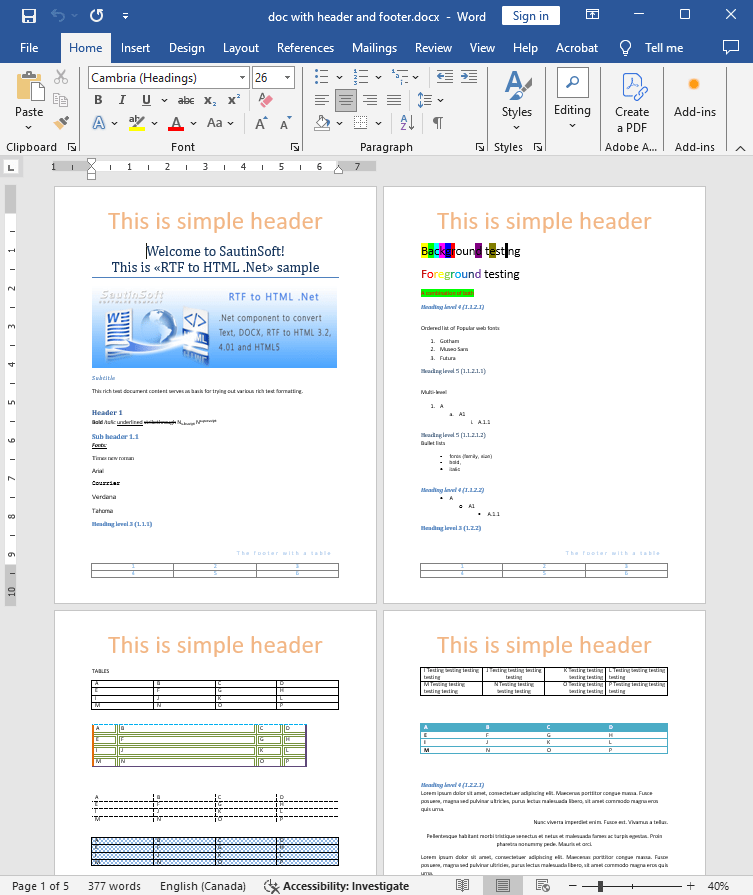HeadersFootersExportMode html input