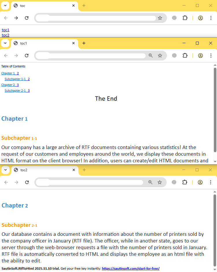 splitcriteria and headinglevel html output